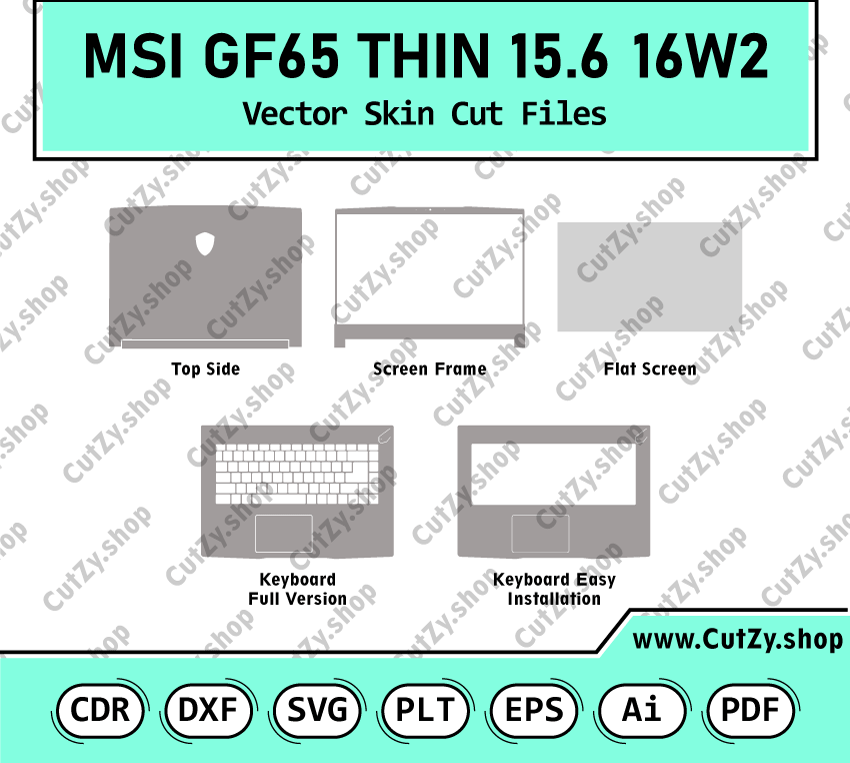 MSI GF65 THIN 16W2 15.6 Vector Skin Cut Files