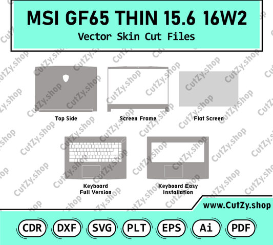 MSI GF65 THIN 16W2 15.6 Vector Skin Cut Files