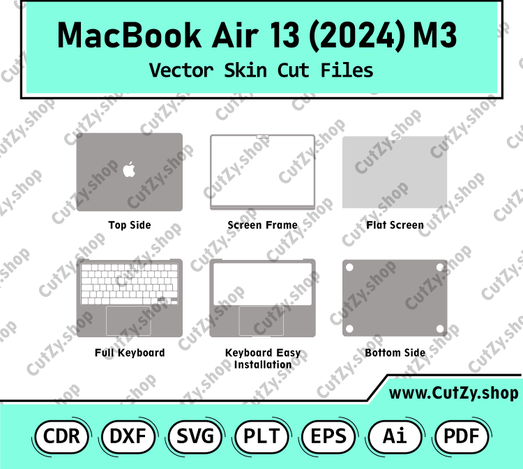 MacBook Air 13 2024 M3 Vector Skin Cut Files