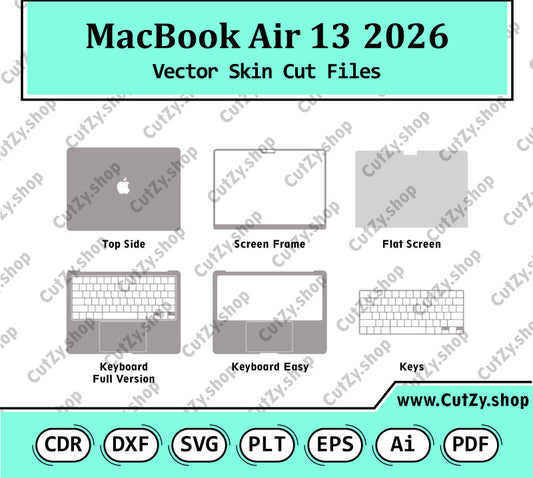 MacBook Air 13 2026 Vector Skin Cut Files
