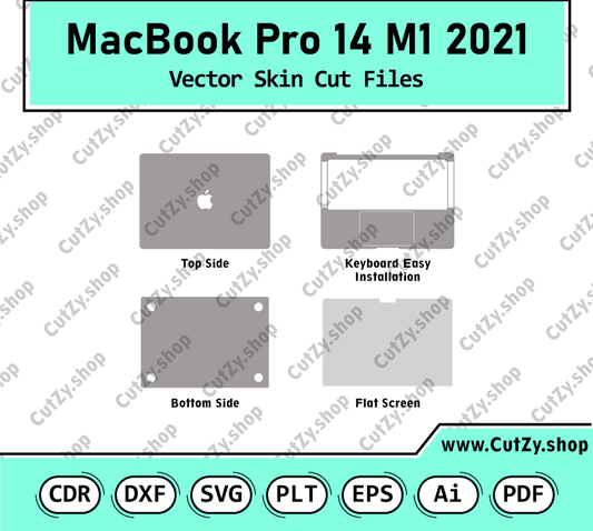 MacBook Pro 14 M1 (2021) Vector Skin Cut FIles Template