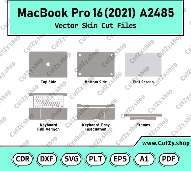 MacBook Pro 16 (2021) Model-A2485 Vector Skin Cut Files Template