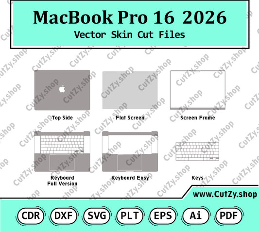 MacBook Pro 16-inch 2026 Vector Skin Cut Files
