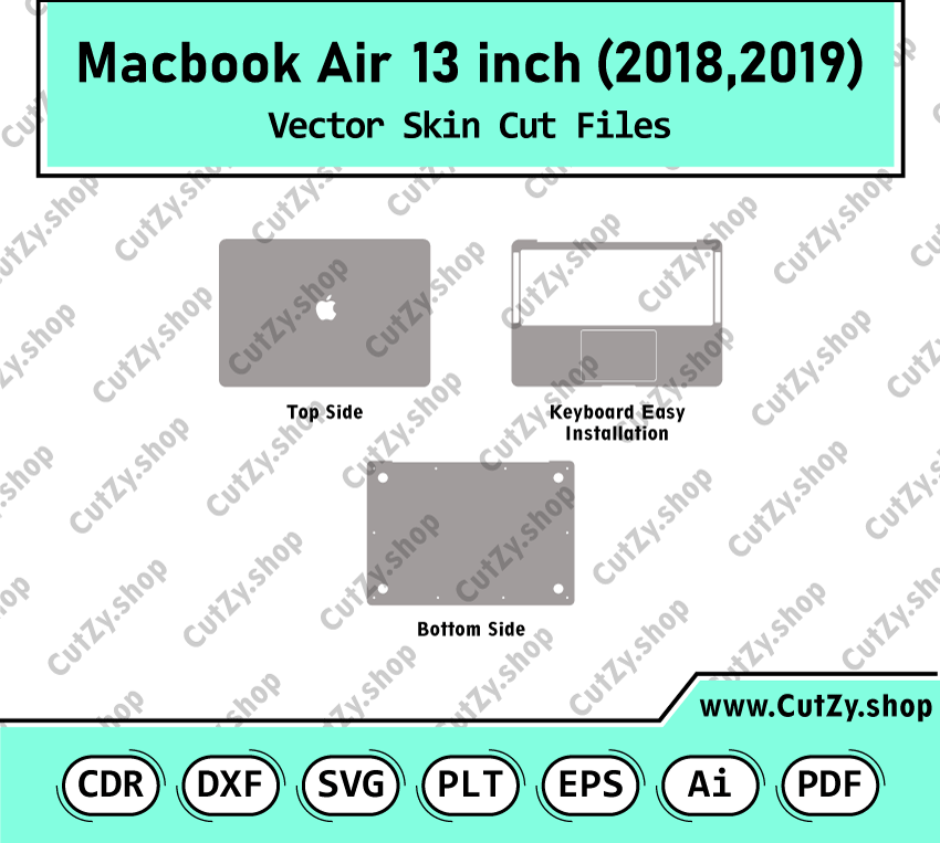 Macbook Air (13-inch, 2018, 2019) A1932 Vector Skin Cut FIles Template