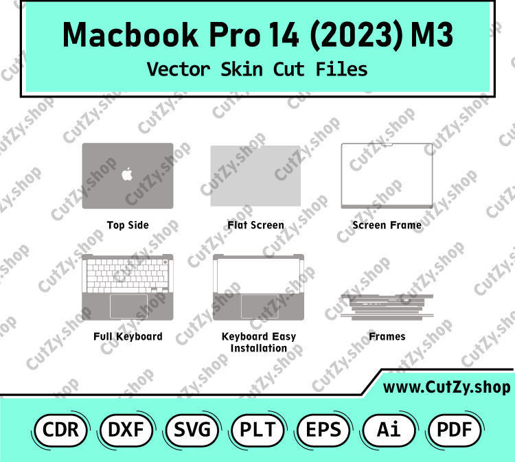 Macbook Pro M3 14 2023 Vector Skin Cut Files