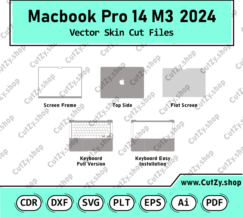 MacBook Pro 14 M3 (2024) Vector Skin Cut Files