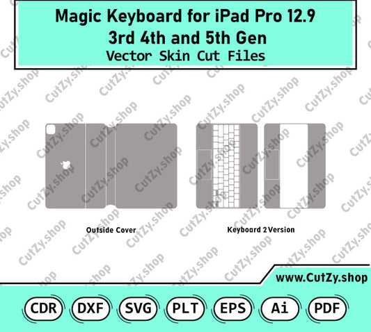 Magic Keyboard iPad Pro 12.9 3rd 4th and 5th Gen Vector Skin Cut Files