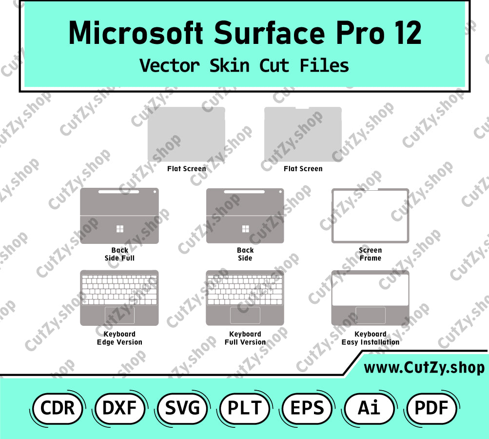 Microsoft Surface Pro 12 Touch Screen Vector Skin Cut Files
