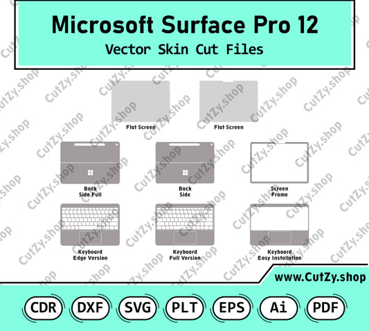 Microsoft Surface Pro 12 Touch Screen Vector Skin Cut Files