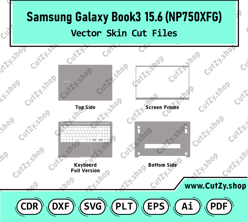 Samsung Galaxy Book 3 NP750XFG Vector Skin Cut Files Template