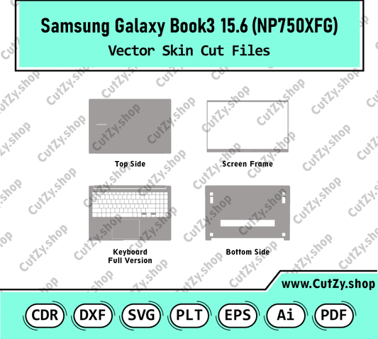 Samsung Galaxy Book 3 NP750XFG Vector Skin Cut Files Template
