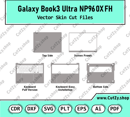 Samsung Galaxy Book3 Ultra NP960XFH Vector Skin Cut Files Template