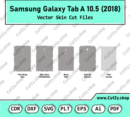 Samsung Galaxy Tab A 10.5 2018  SM-T590, SM-T595 Vector Skin Cut Files
