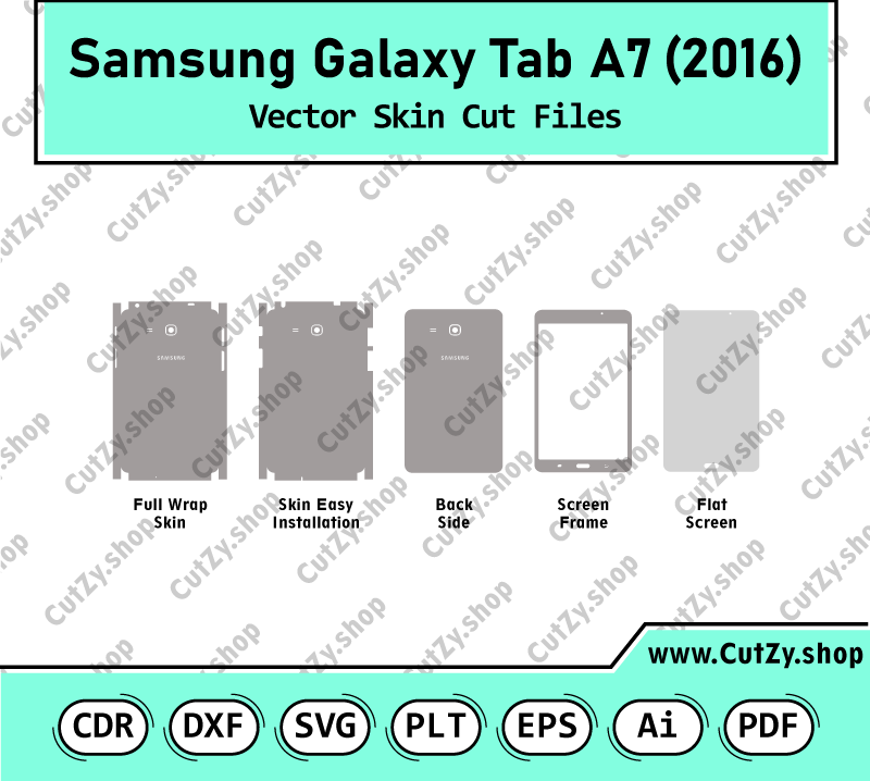 Samsung Galaxy Tab A 7.0 (2016) SM-T280, SM-T285 Vector Skin Cut Files
