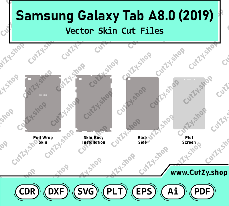 Samsung Galaxy Tab A 8.0 2019 - SM-T290, SM-T295 Vector Skin Cut Files