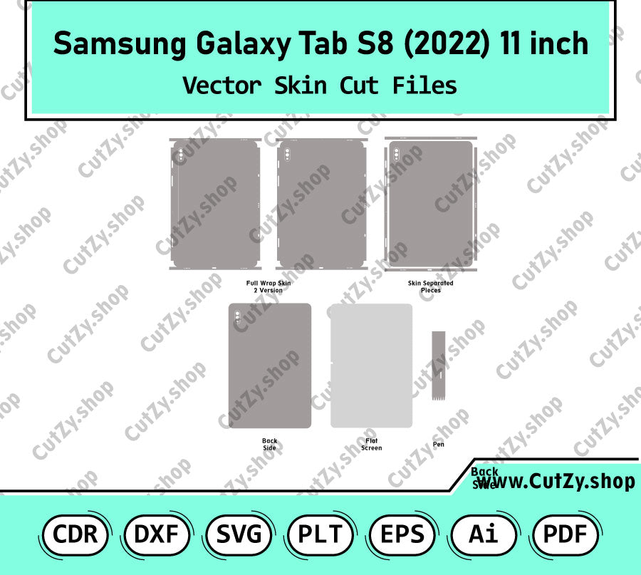 Samsung Galaxy Tab S8 (2022) Vector Skin Templates
