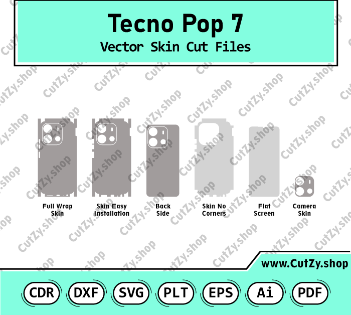 Tecno Pop 7 Vector Skin Cut Files