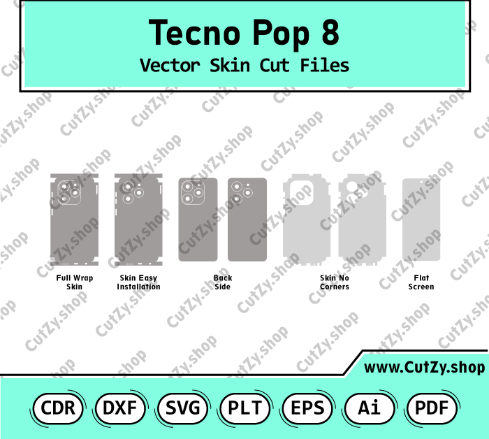 Tecno Pop 8 Vector Skin Cut Files