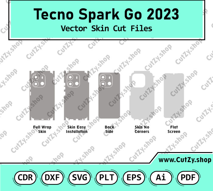 Tecno Spark Go 2023 Vector Skin Cut Files