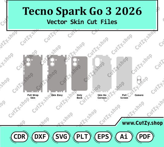 Tecno Spark Go 3 2026 Vector Skin Cut Files