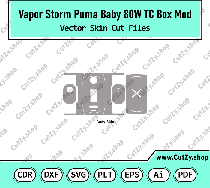 Vapor Storm Puma Baby 80W TC Box Mod Vector Skin Cut Files