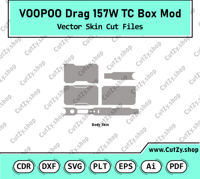 Voopoo Drag 157W TC Box Mod Vector Skin Cut Files Template