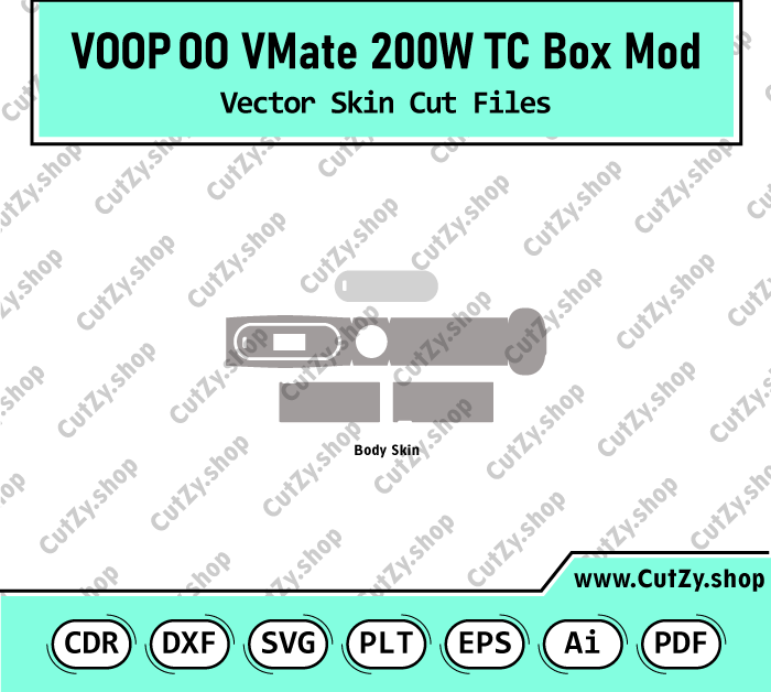 Voopoo VMate 200W TC Vape Box Mod Vector Skin Cut Files