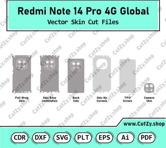 Xiaomi Redmi Note 14 Pro 4G Global (2025) Vector Skin Cut Files