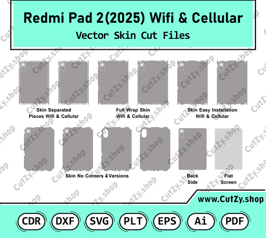 Redmi Pad 2 2025 Wifi + Cellular Vector Skin Cut Files