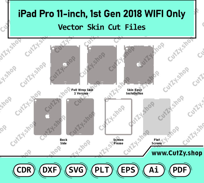 iPad Pro 11 inch, 1st Gen 2018 WIFI Only Vector Skin Cut Files