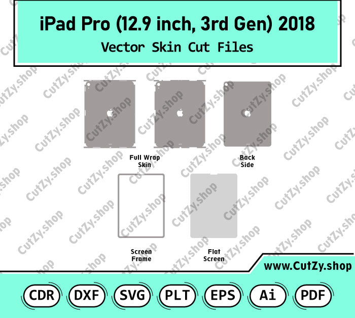 iPad Pro (12.9-inch, 3rd generation) 2018  WIFI Only Vector Skin Cut Files