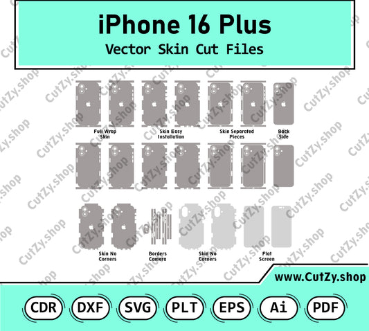 iPhone 16 Plus Vector Skin Cut Files