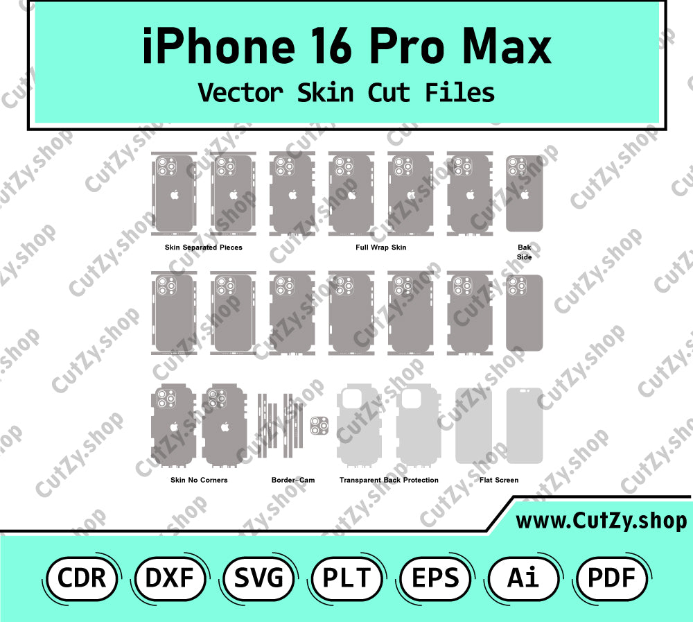 iPhone 16 Pro Max Vector Skin Cut Files