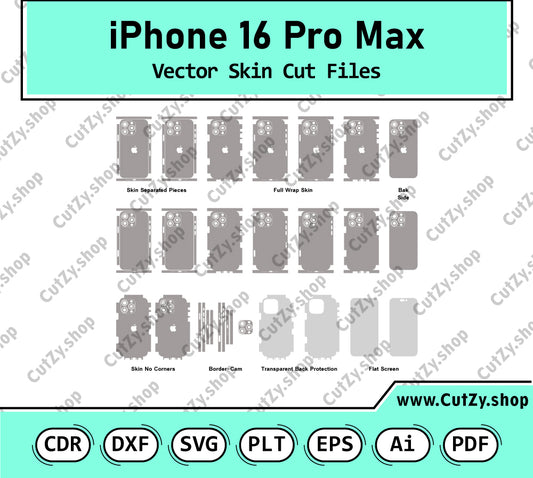 iPhone 16 Pro Max Vector Skin Cut Files