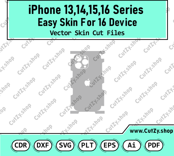 iPhone 13,14,15,16  Series Easy Skin For 16 Device Vector Skin Cut Files