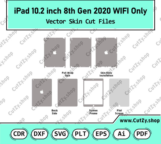 iPad 8th Gen 10.2-inch 2020 WIFI Only Vector Skin Cut Files